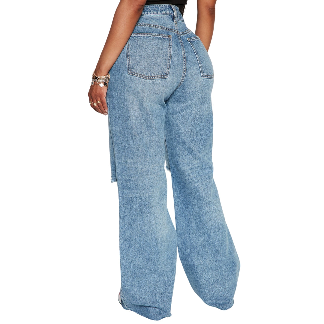 Fashion Nova Tough Love Baggy Ripped Jeans - Medium Wash Jeans