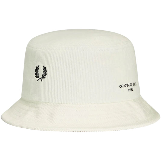 Fred Perry Dual Branded Ecru Cream Cord Bucket Hat
