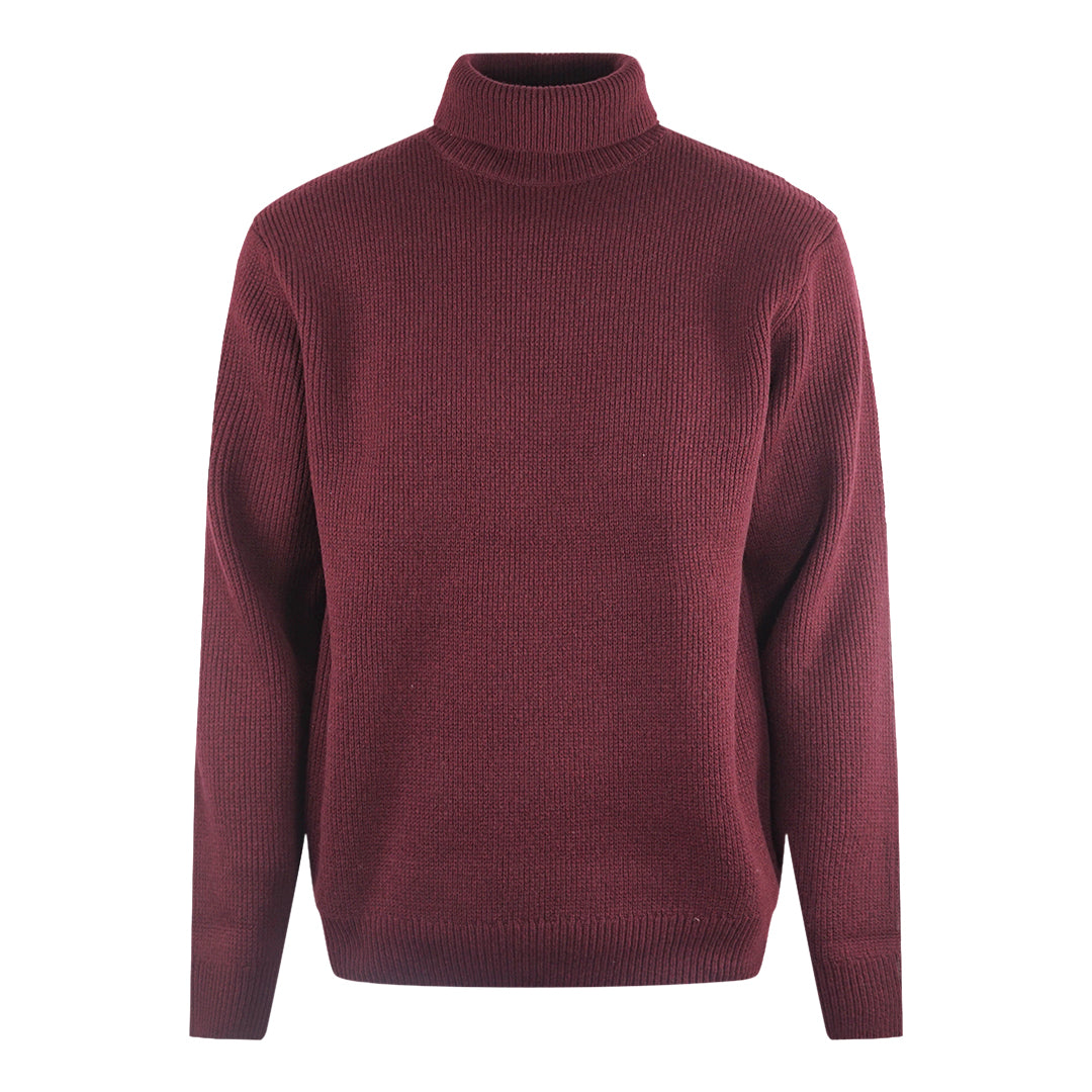 Fred Perry Laurel Wreath Roll Neck Oxblood Burgundy Jumper