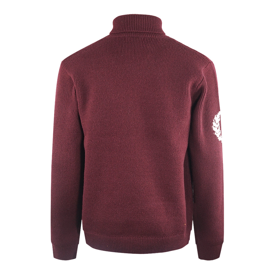 Fred Perry Laurel Wreath Roll Neck Oxblood Burgundy Jumper