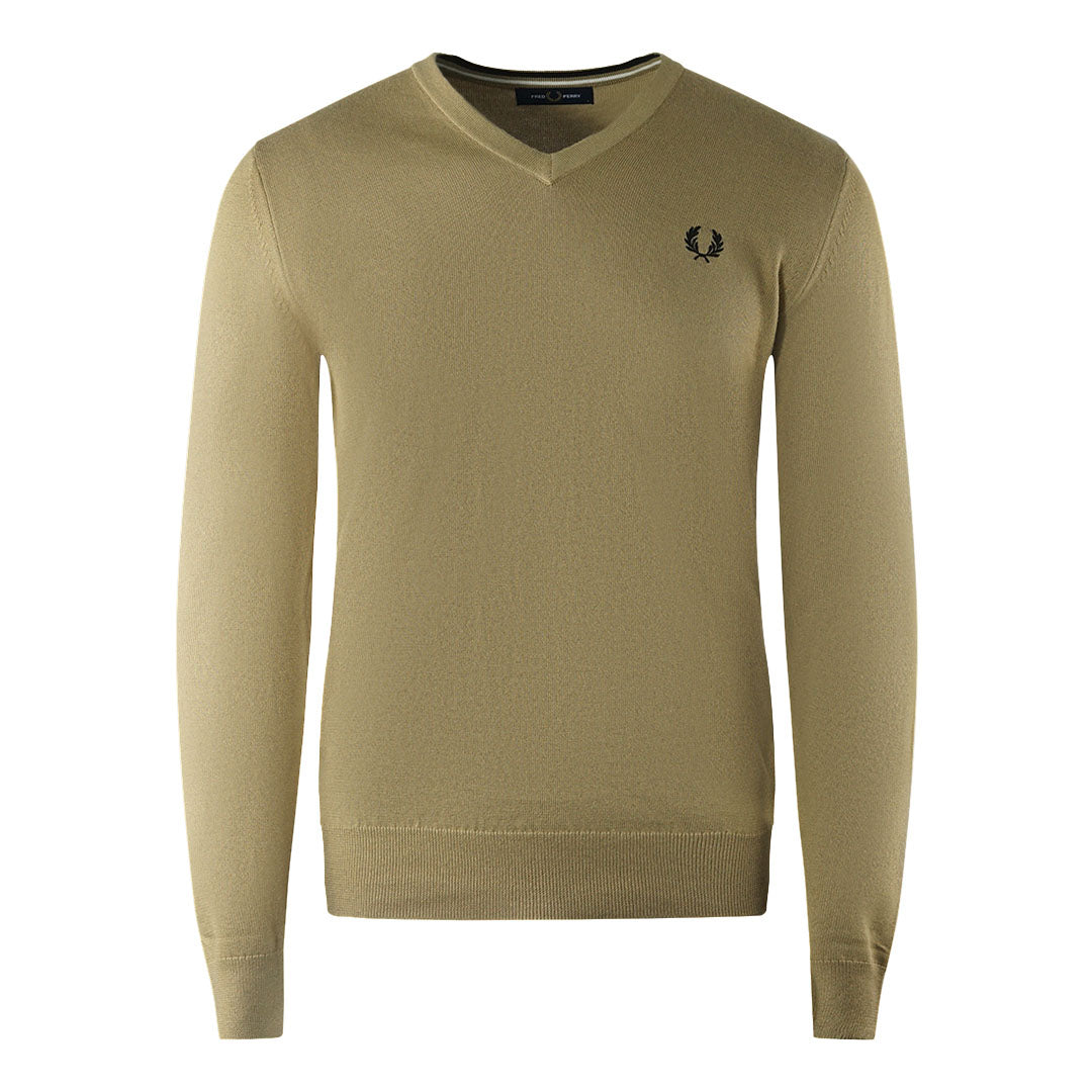 Fred Perry Warm Stone Beige V-Neck  Jumper