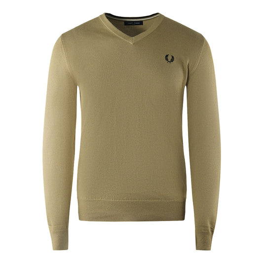 Fred Perry Classic V-Neck Light Brown Jumper