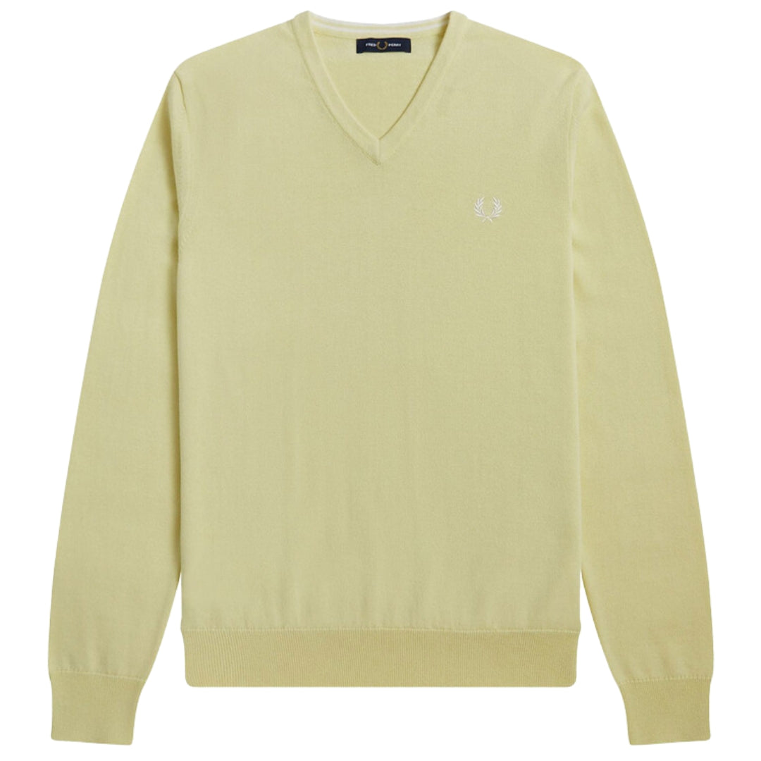 Fred Perry V-Neck Wax Yellow Jumper