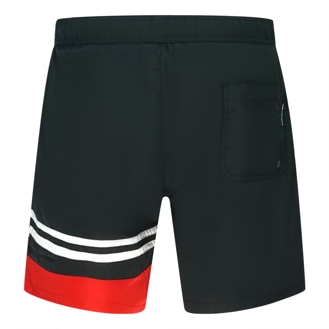 Karl Lagerfeld Beachwear Rue Street Colour Block Logo Black Swim Shorts