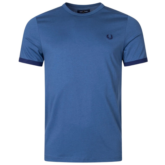 Fred Perry Logo Plain M3519 963 Midnight Blue Ringer T-Shirt