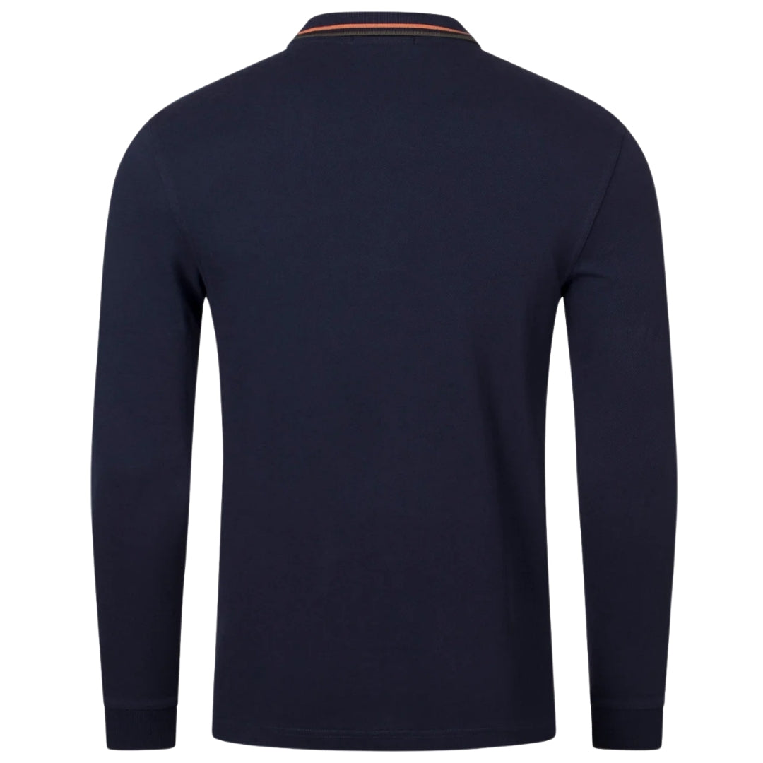 Fred Perry Twin Tipped Collar Dark Navy Blue Long Sleeve Polo Shirt