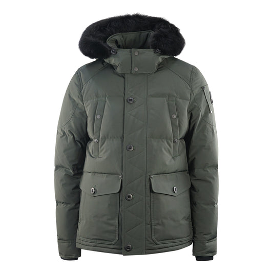 Moose Knuckles Round Island Black Trim Can Army Bomber Down Jacket