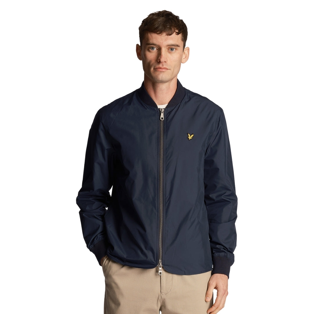 Lyle & Scott Branded Navy Blue Bomber Jacket