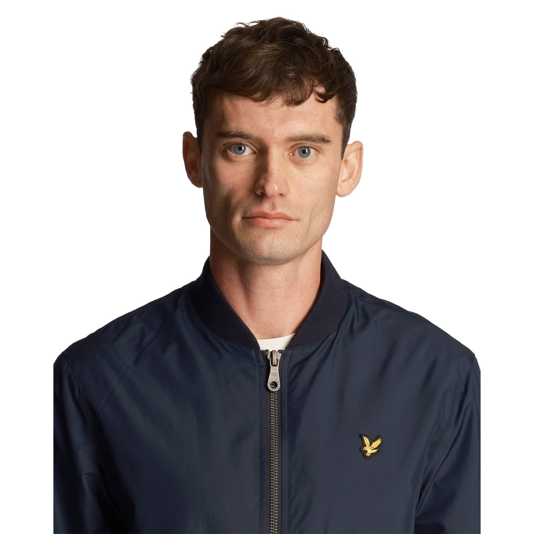 Lyle & Scott Branded Navy Blue Bomber Jacket