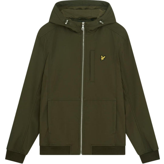 Lyle & Scott Branded Logo Olive Hooded Softshell Jacket