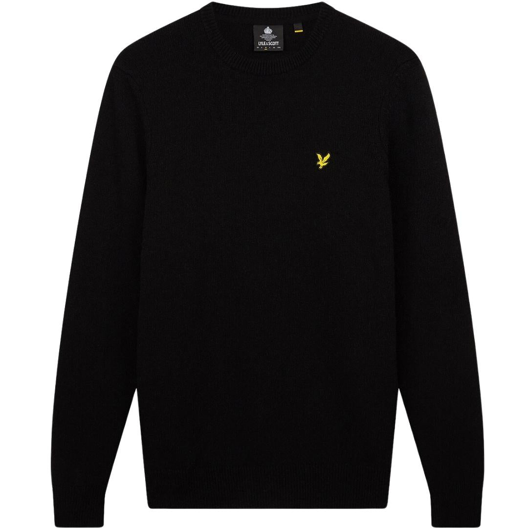 Lyle & Scott Crew Neck Lambswool Jet Black Marl Blend Jumper