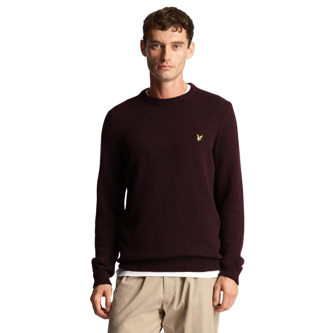 Lyle & Scott Crew Neck Lambswool Burgundy Marl Blend Jumper