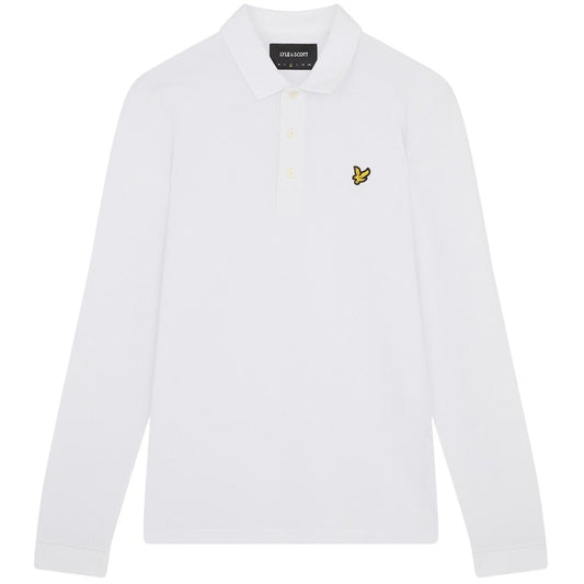 Lyle & Scott Branded Chest Logo White Long Sleeve Polo Shirt