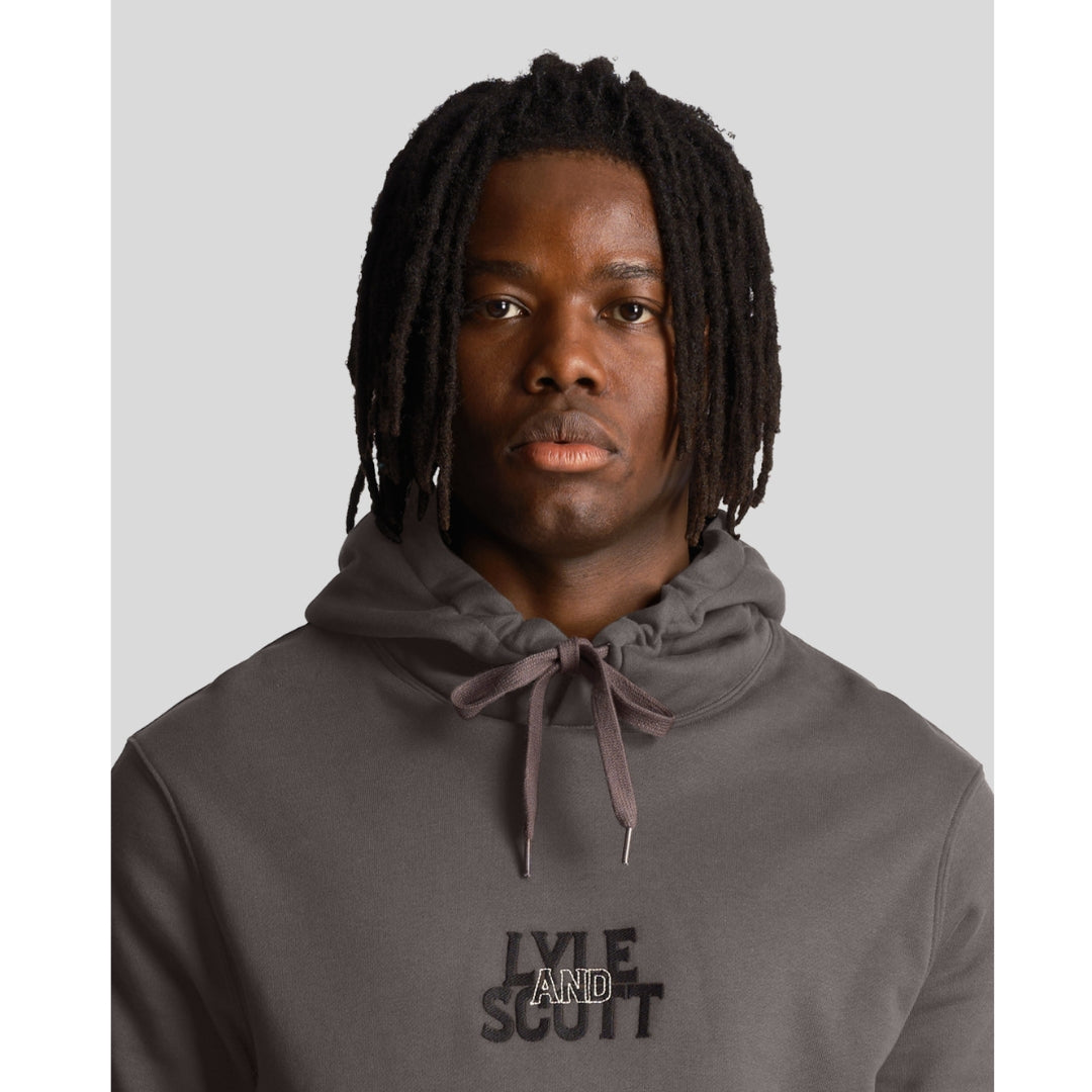 Lyle & Scott Embroidered Logo Gunmetal Pull-over Hoodie