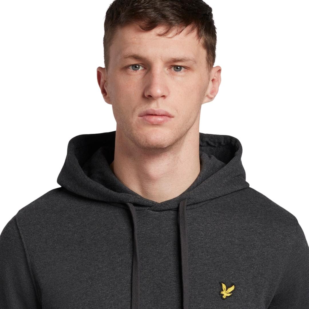 Lyle & Scott Branded Charcoal Marl Pull-over Hoodie