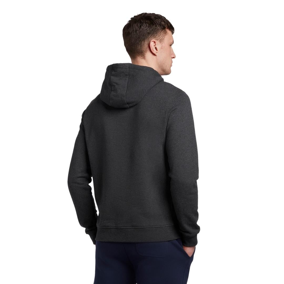 Lyle & Scott Branded Charcoal Marl Pull-over Hoodie