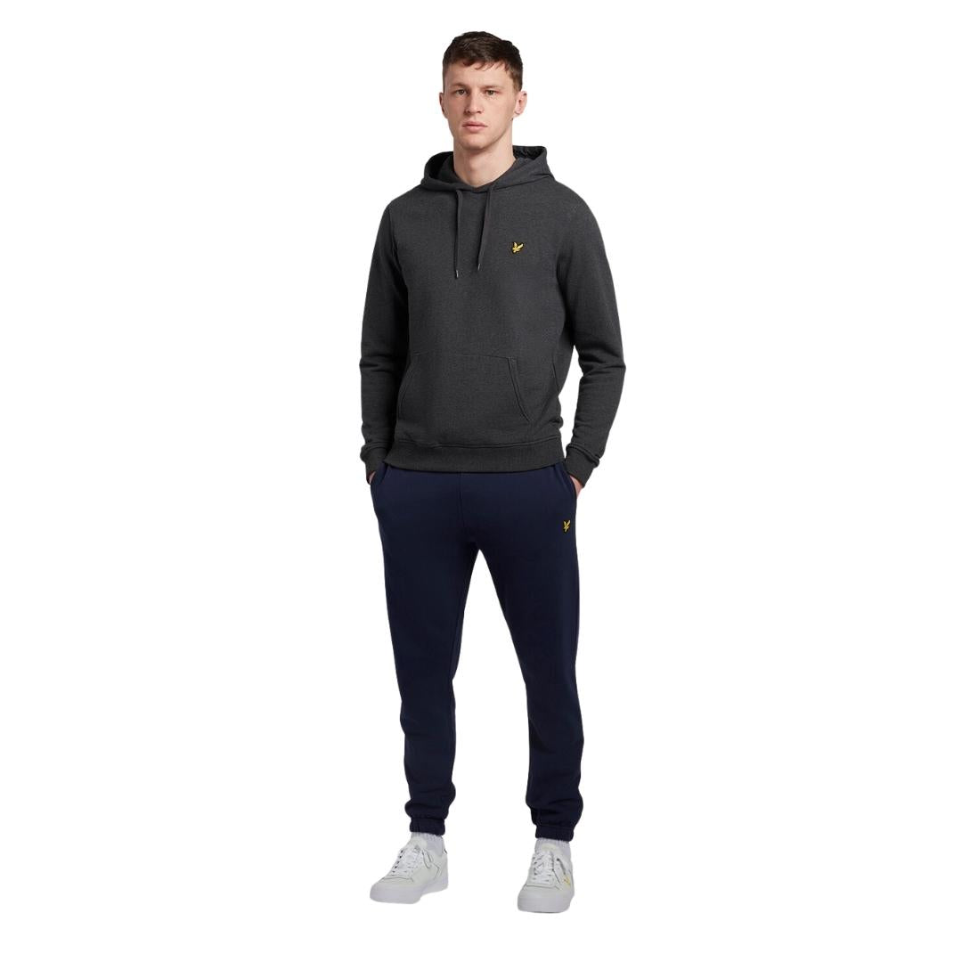 Lyle & Scott Branded Charcoal Marl Pull-over Hoodie