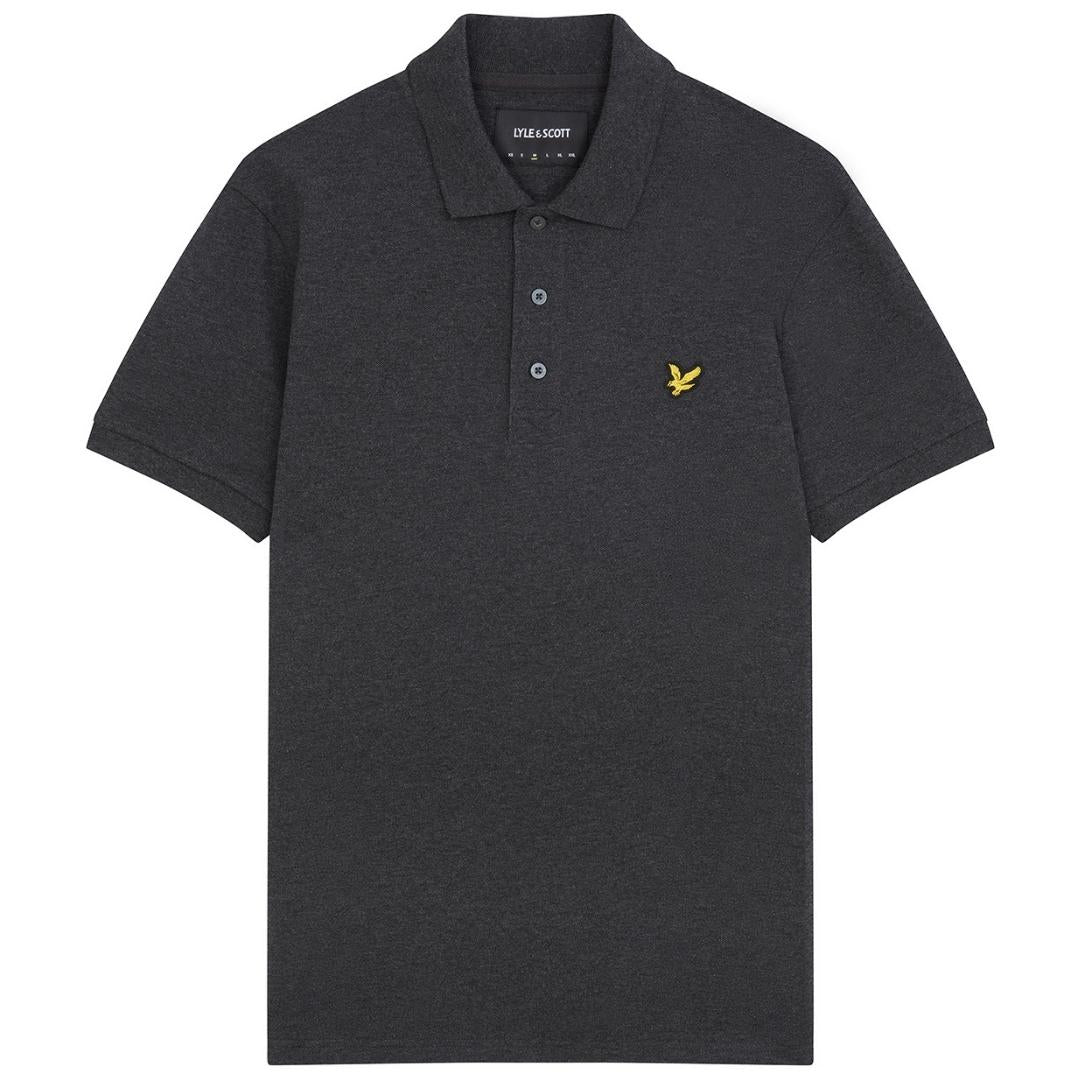 Lyle & Scott Branded Chest Logo Charcoal Marl Polo Shirt