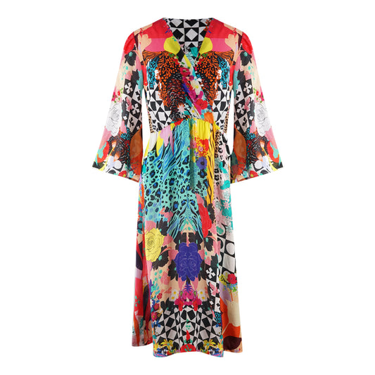 Inoa Monrovian 12001 Multicoloured Bell Sleeve Dress