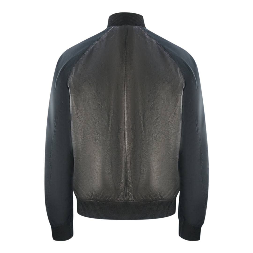 Emporio Armani Contrast Arms Black Leather Jacket - Nova Clothing