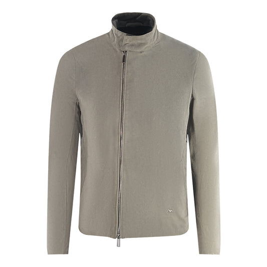 Emporio Armani Grey Leather Jacket - Nova Clothing