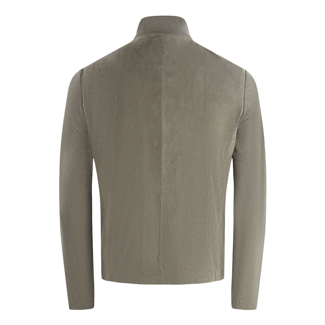 Emporio Armani Grey Leather Jacket - Nova Clothing