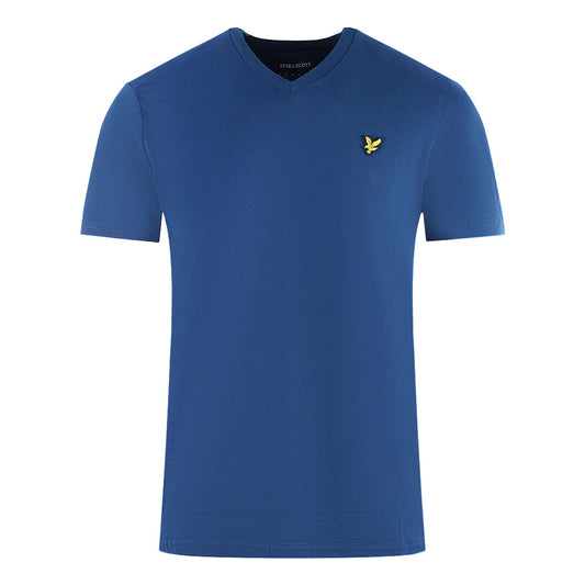 Lyle and Scott Brand Logo Blue V-Neck T-Shirt