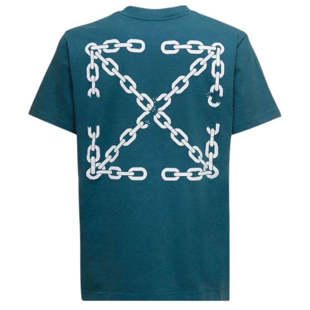 Off-White Chain Arrow Design Slim Fit Duck Green T-Shirt