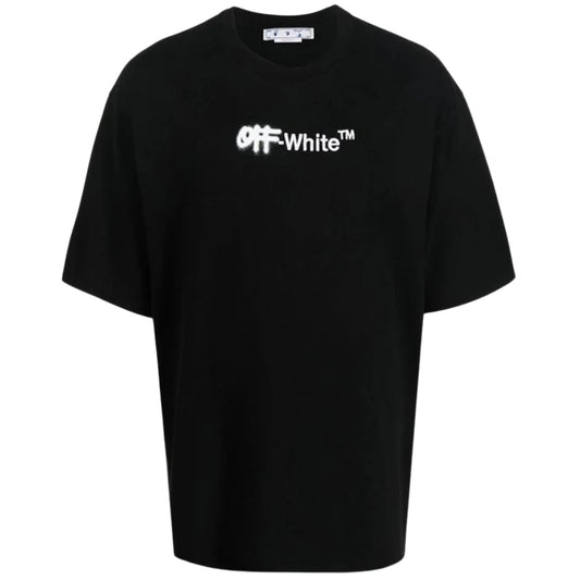 Off-White Spray Helvetica Logo Oversized Fit Black T-Shirt