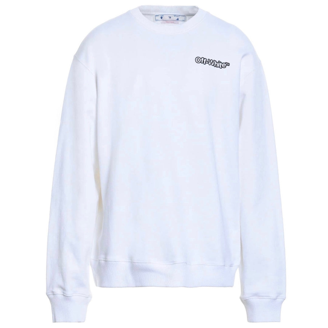 Off-White Blur Bold Logo Slim Fit White Sweatshirt