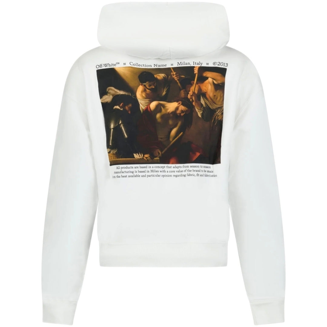 Off-White Caravaggio Crowing Design White Oversized Hoodie