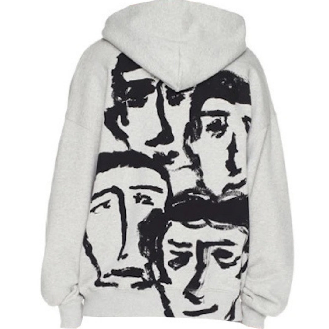 Off-White Face Design Skate Fit Grey Hoodie