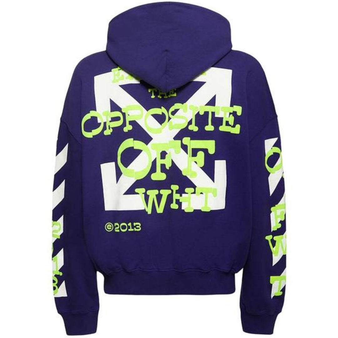 Off-White Opposite Arrow Design Boxy Fit Purple Oversized Hoodie
