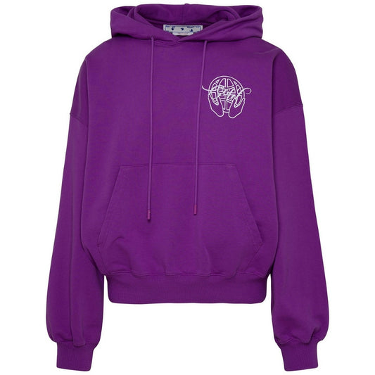 Off-White Hand Arrow Design Boxy Fit Purple Oversized Hoodie
