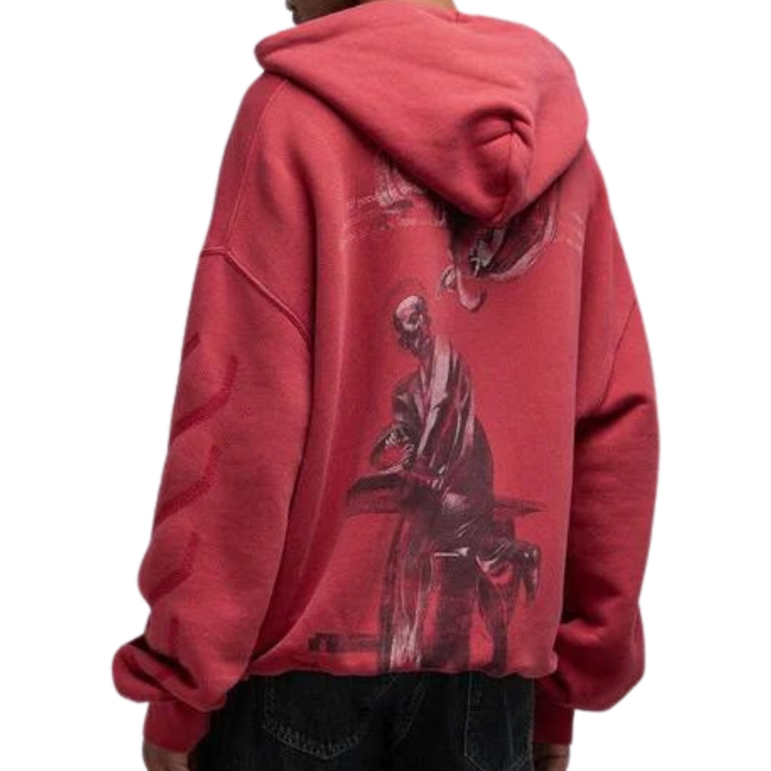 Off-White St. Matthew Design Skate Fit Washed Red Hoodie