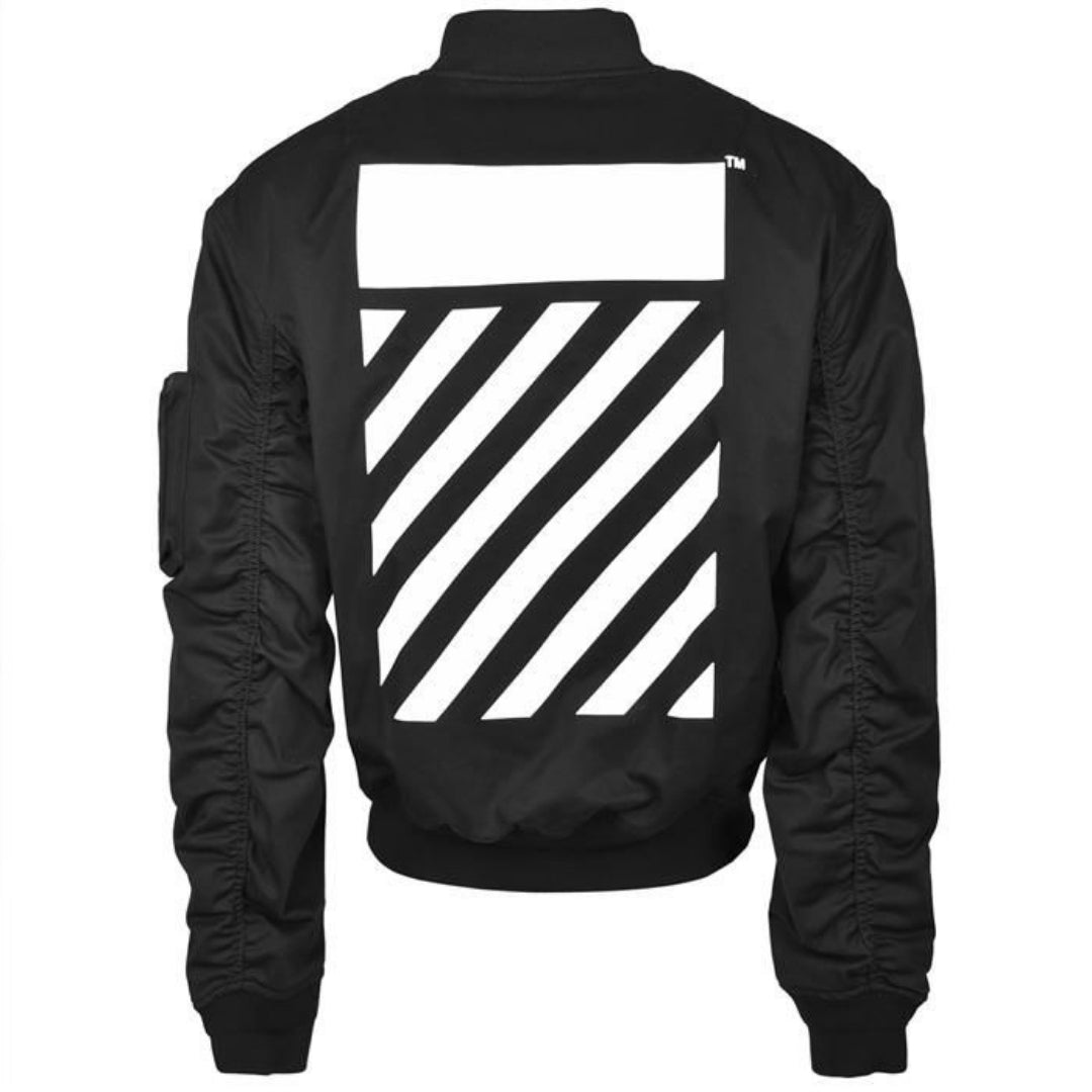 Black and white striped bomber jacket best sale