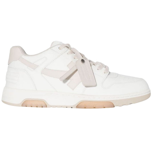 Off-White Out Of Office Silver Logo White & Beige Leather Sneakers