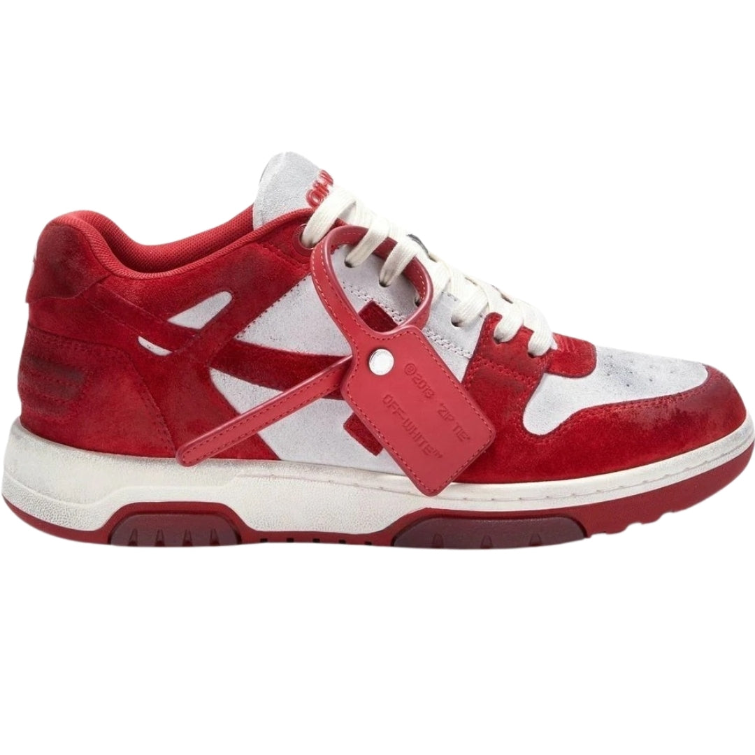 Off-White Out Of Office Vintage Red Suede Leather Sneakers