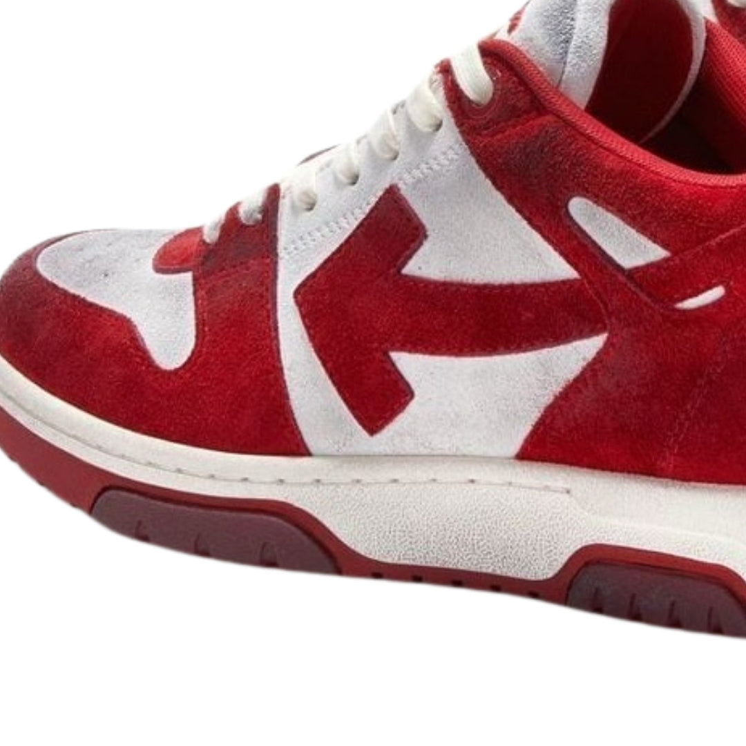 Off-White Out Of Office Vintage Red Suede Leather Sneakers UK 6