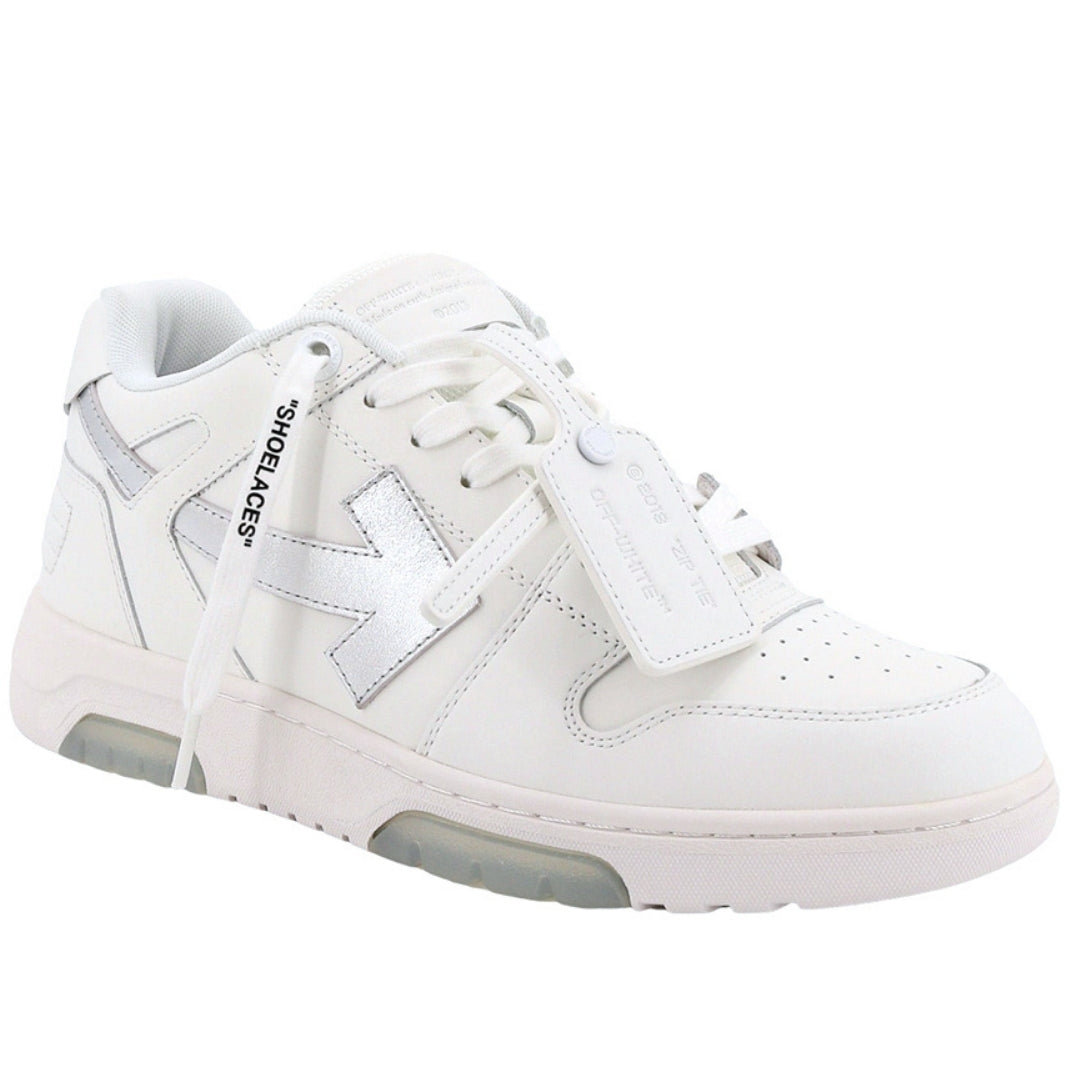 Off-White Out Of Office Silver Logo White Leather Sneakers
