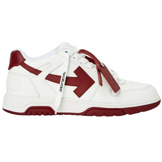 Off-White Out Of Office Low Top White Burgundy Leather Sneakers