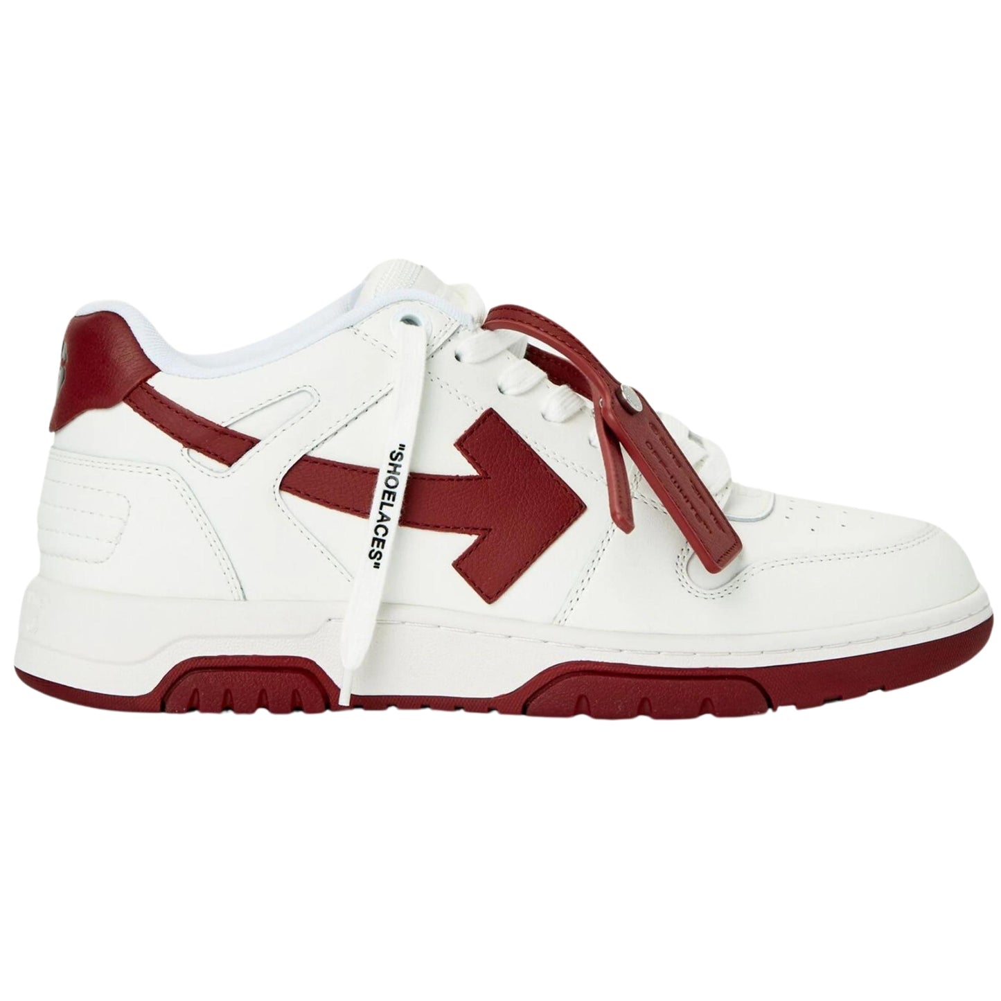 Off White Out Of Office Low Top White Burgundy Leather Sneakers