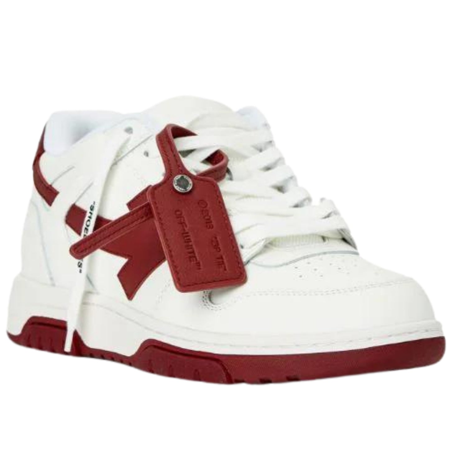 Off White Out Of Office Low Top White Burgundy Leather Sneakers