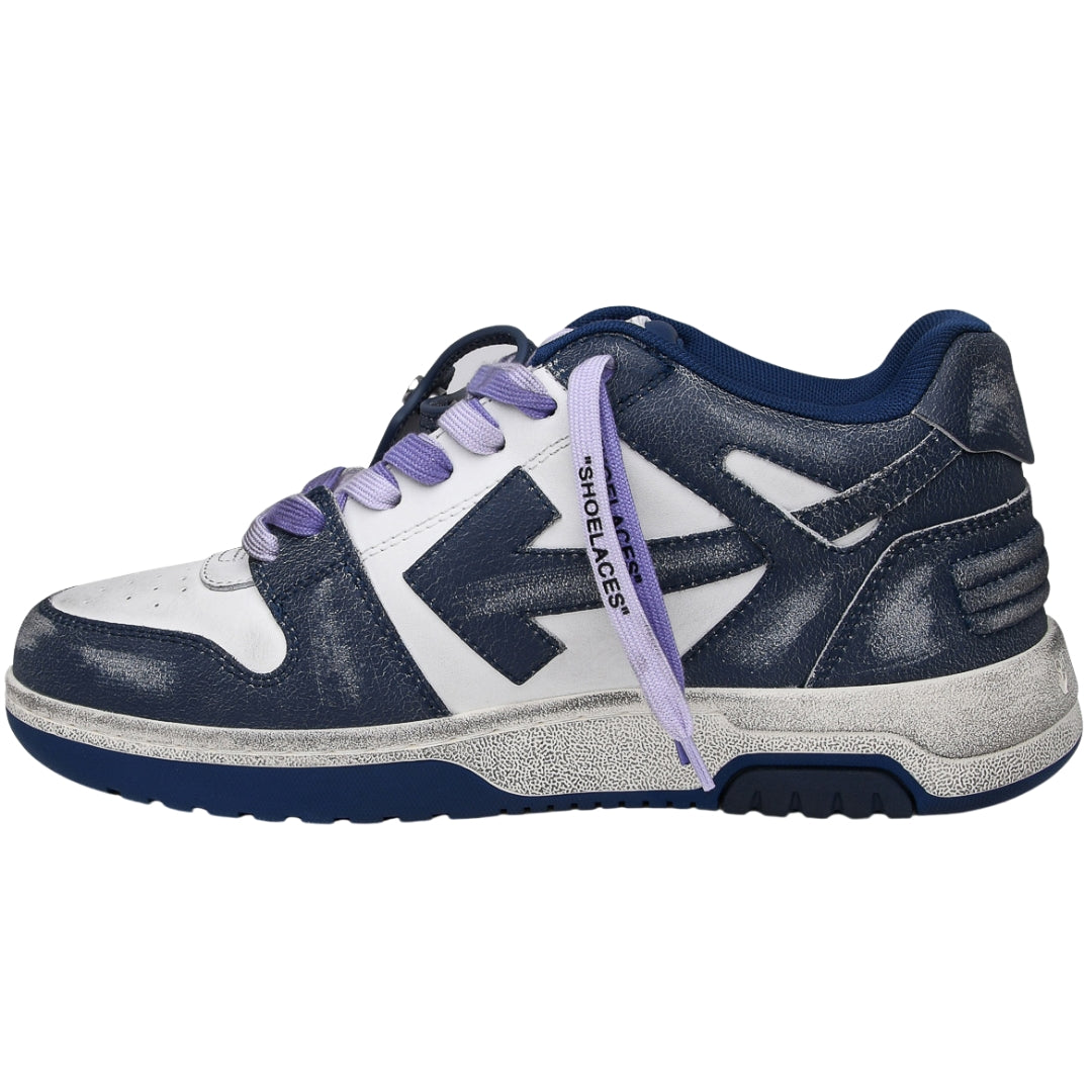 Off-White Out Of Office Navy Blue Vintage Leather Sneakers