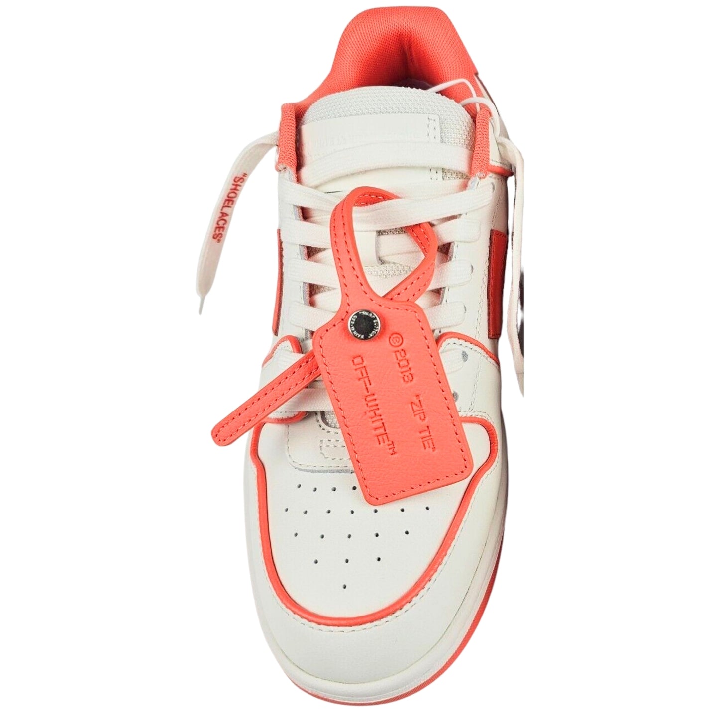 Off-White Out Of Office Coral Red Calf Leather Sneakers