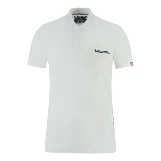 Aquascutum Boxed Logo White Polo Shirt