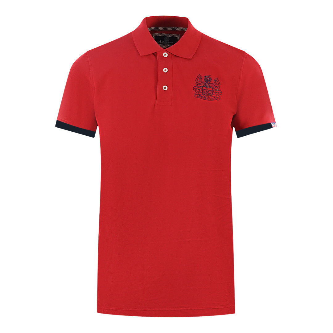 Aquascutum Branded Collar Red Polo Shirt