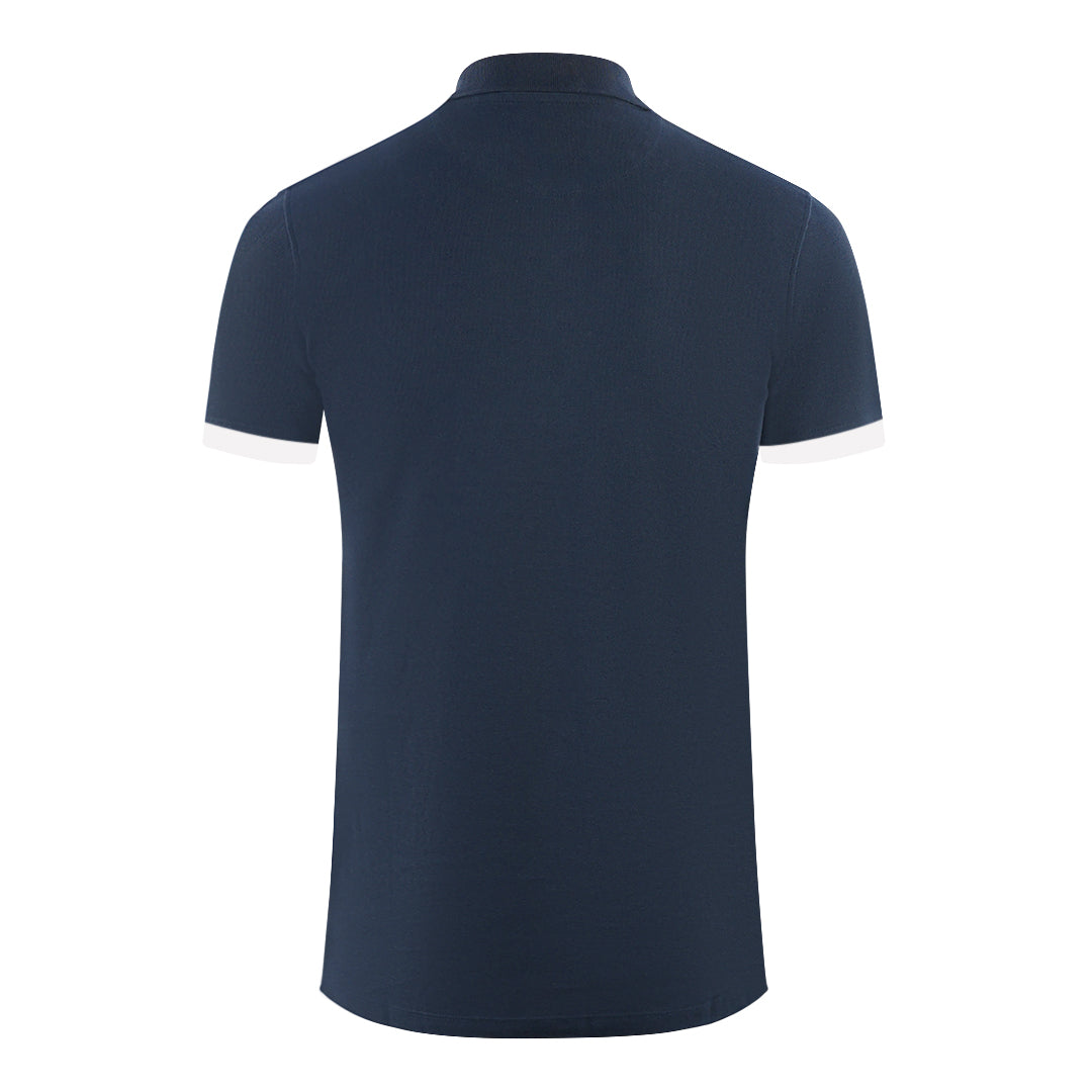 Aquascutum Branded Collar Navy Blue Polo Shirt