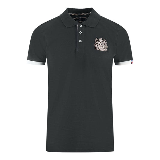 Aquascutum Branded Collar Black Polo Shirt