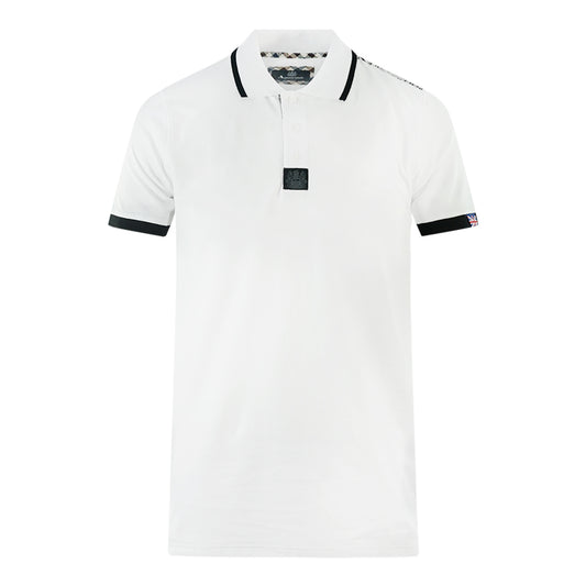 Aquascutum Branded Shoulder Tipped White Polo Shirt